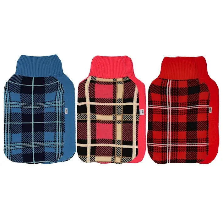 Bouillotte avec housse en maille tartan — 1,8 L, 1 pièce assortie