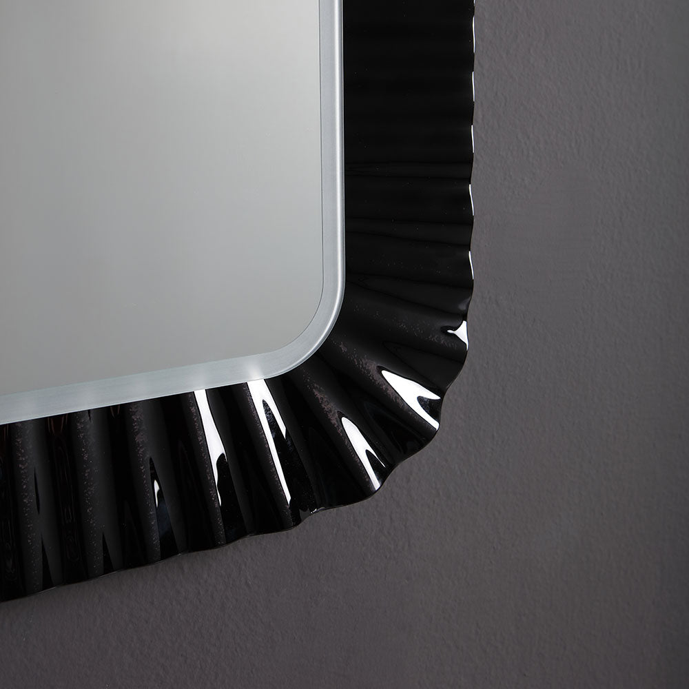 Miroir avec cadre en verre noir 94x68 cm