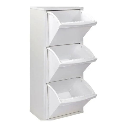 Mobile pattumiera 3 scomparti bianco cm 40x26x101h