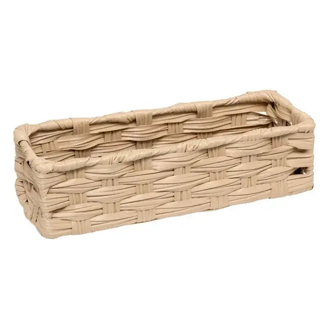 Lot de 3 paniers bas beiges 27x20x7h cm