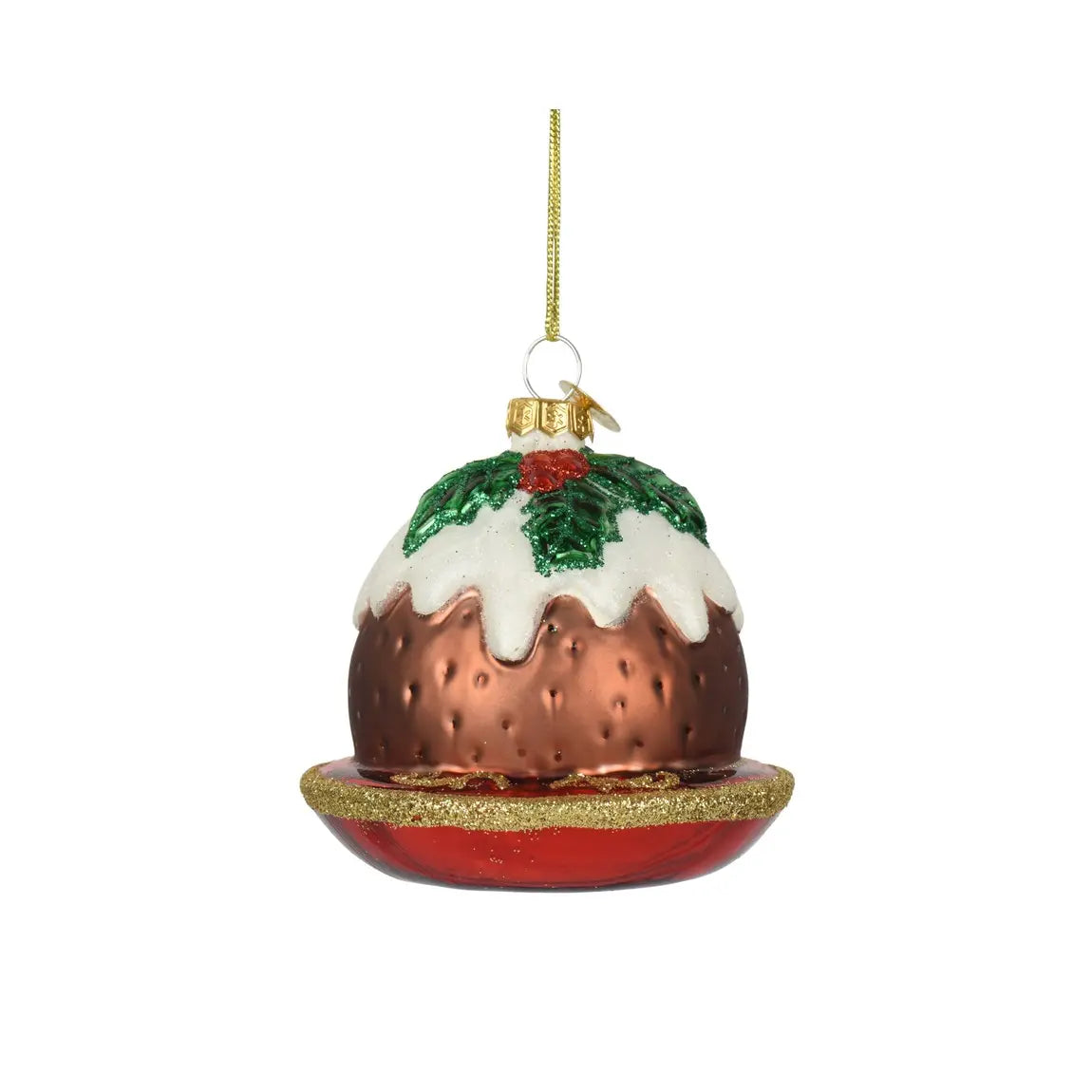 Decorazione natalizia torta con mirtilli in vetro H7,6 cm