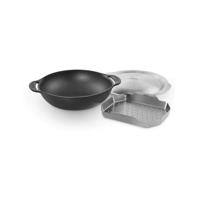 Wok Weber GBS in ghisa con coperchio e cestello vapore