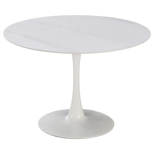 Tavolo rotondo Parker Ø110 cm in ceramica bianco lucido