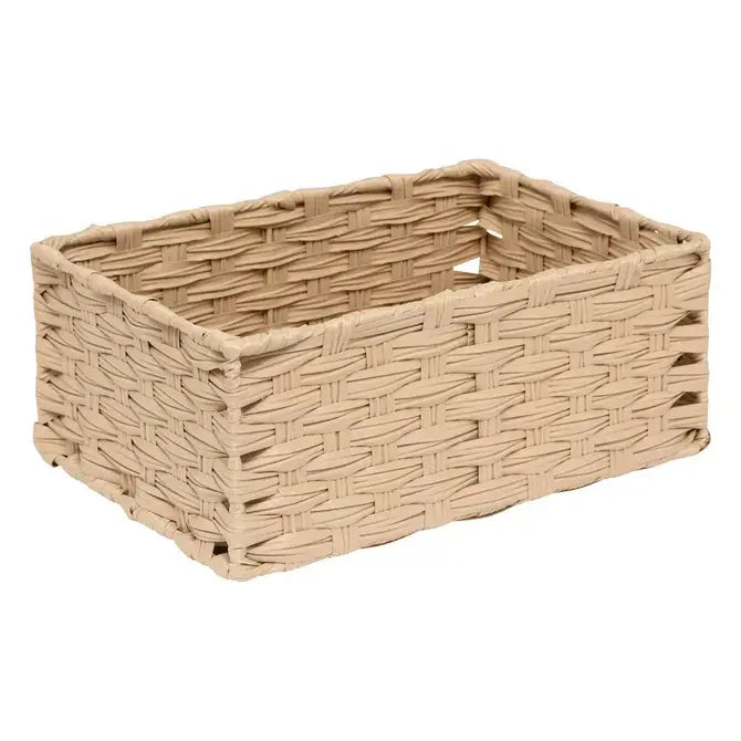 Lot de 3 paniers hauts beiges 30x21x12h cm