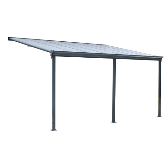 Auvent de pergola en aluminium gris 435 x 303 x 278 h cm