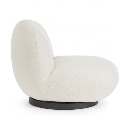 Poltrona girevole bianco bouclé 81x95x71