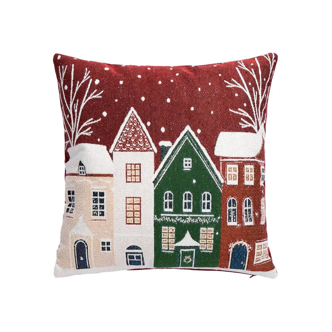 Cuscino decorativo Snowlyn con paesaggio rosso 45 × 45 cm