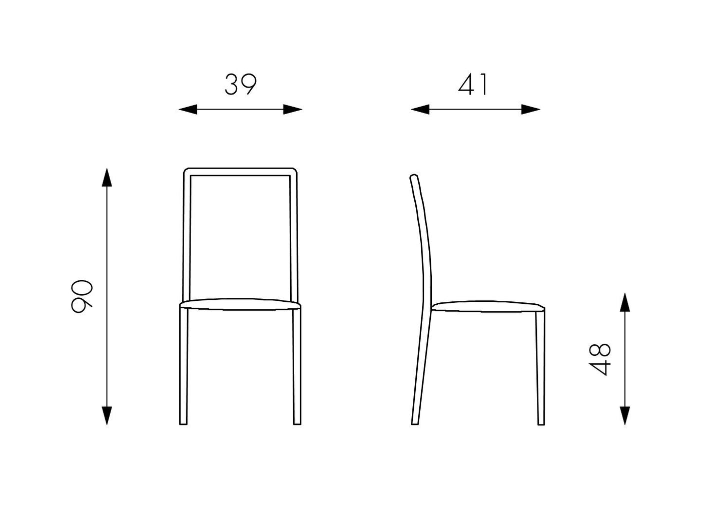 4x Sedia in similcuoio cioccolato 41x39x90h cm