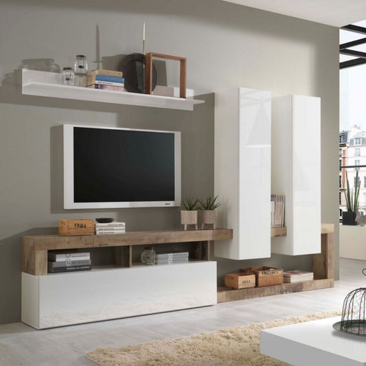 Parete attrezzata bianco lucido 277x35x200