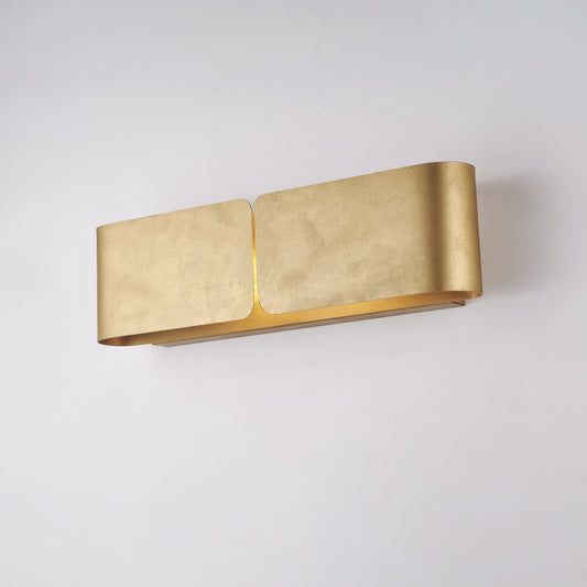 Applique Ferro Laccato Bianco Decor Oro Antico 2 Luci 12x45x10 cm