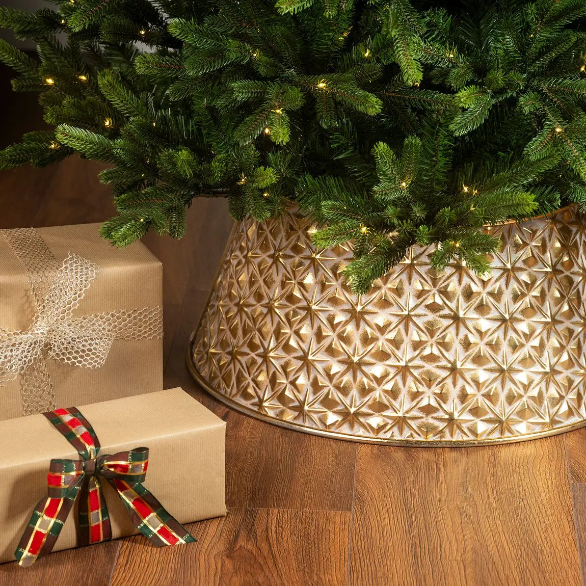 Copribase per albero di Natale in ferro oro antico Ø70 × H27 cm