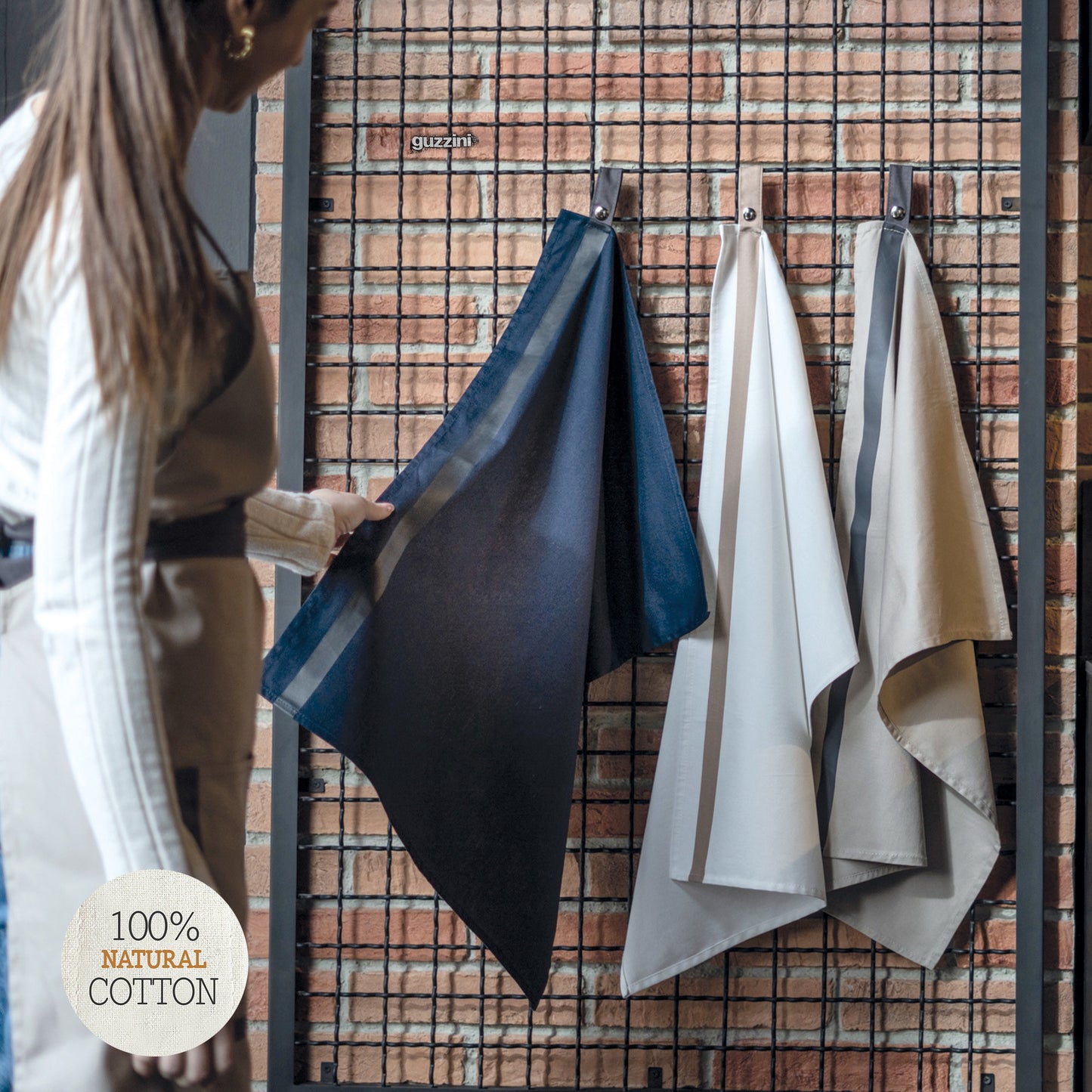 Torchon Natural Style Guzzini bleu marine