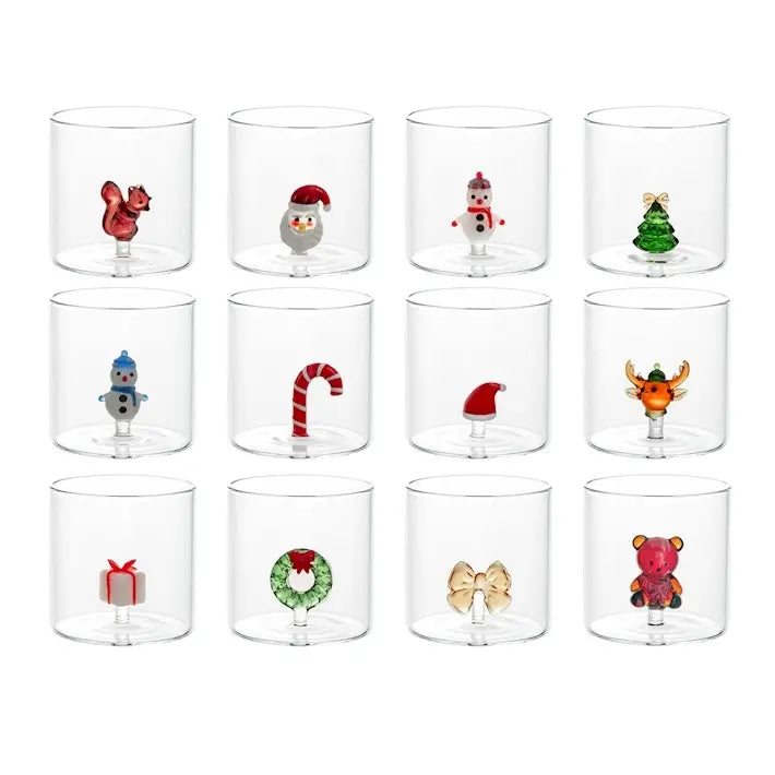 Verre rond en borosilicate Christmas Miniatures — 30 cl, 1 pièce assortie