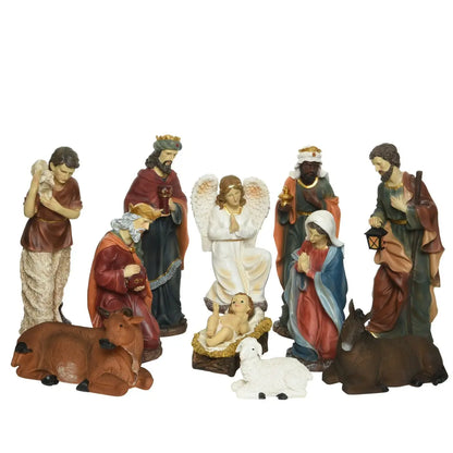 Set Natività in resina multicolor H14,5 cm – 11 pezzi