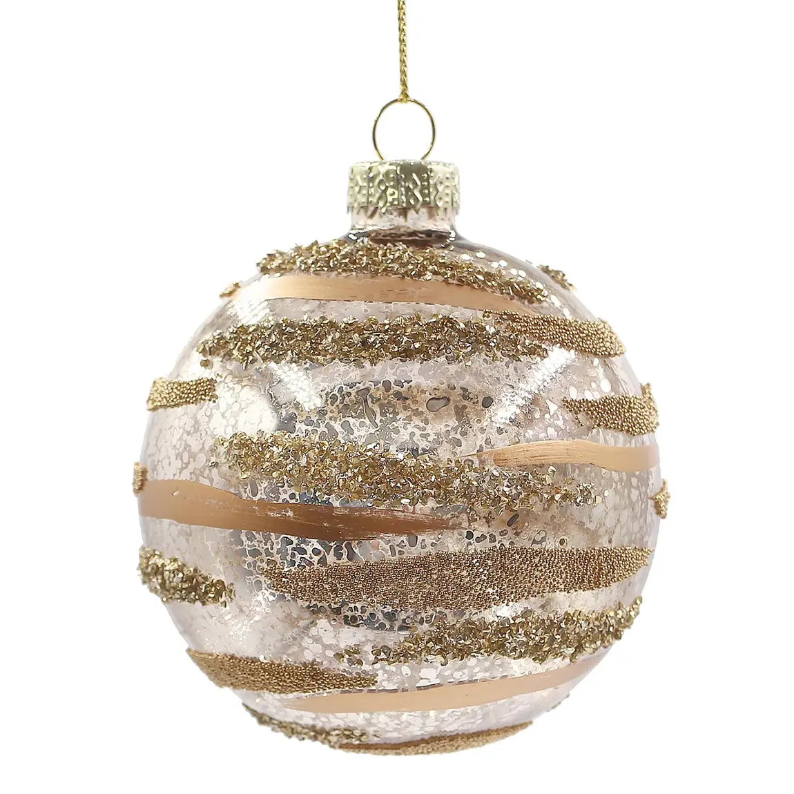 Sfera decorativa Streaks in vetro champagne Ø8 cm