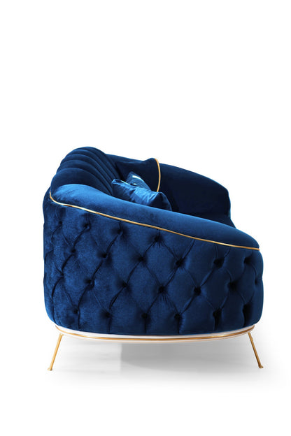 Canapé 3 places bleu 250x88x88 cm