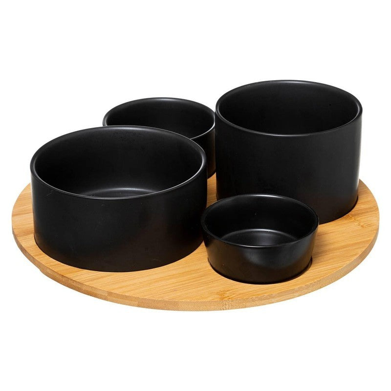 Service apéritif 5 pièces en bambou noir