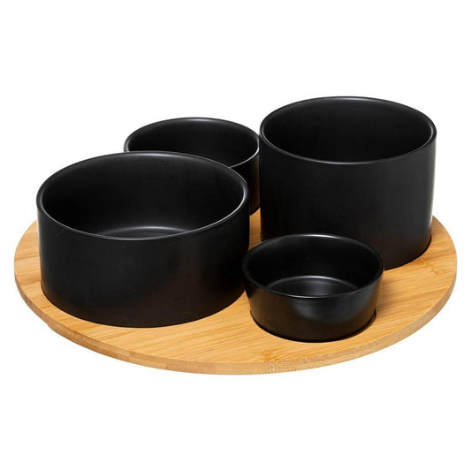Service apéritif 5 pièces en bambou noir