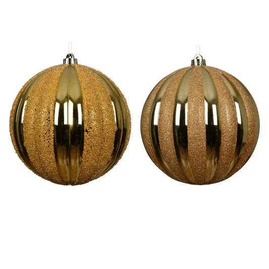 Sfera natalizia in polistirolo oro lucido e glitterato Ø20 cm