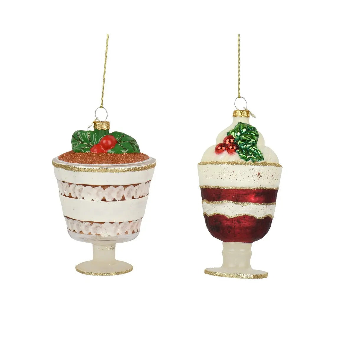 Decorazione natalizia dessert al bicchiere in vetro H12,5 cm