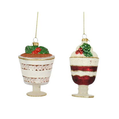 Decorazione natalizia dessert al bicchiere in vetro H12,5 cm