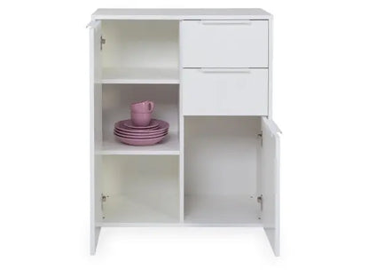 Armoire 2 portes + 2 tiroirs blanc brillant 72x35x87h cm