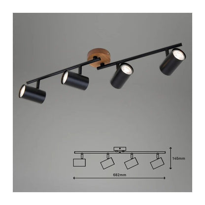 Muritz Spot Bar 4xGU10 68 cm noir/bois