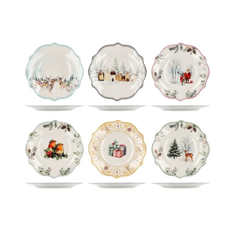 Plat à panettone de Noël en New Bone China — 26,5 cm, 1 pièce assortie