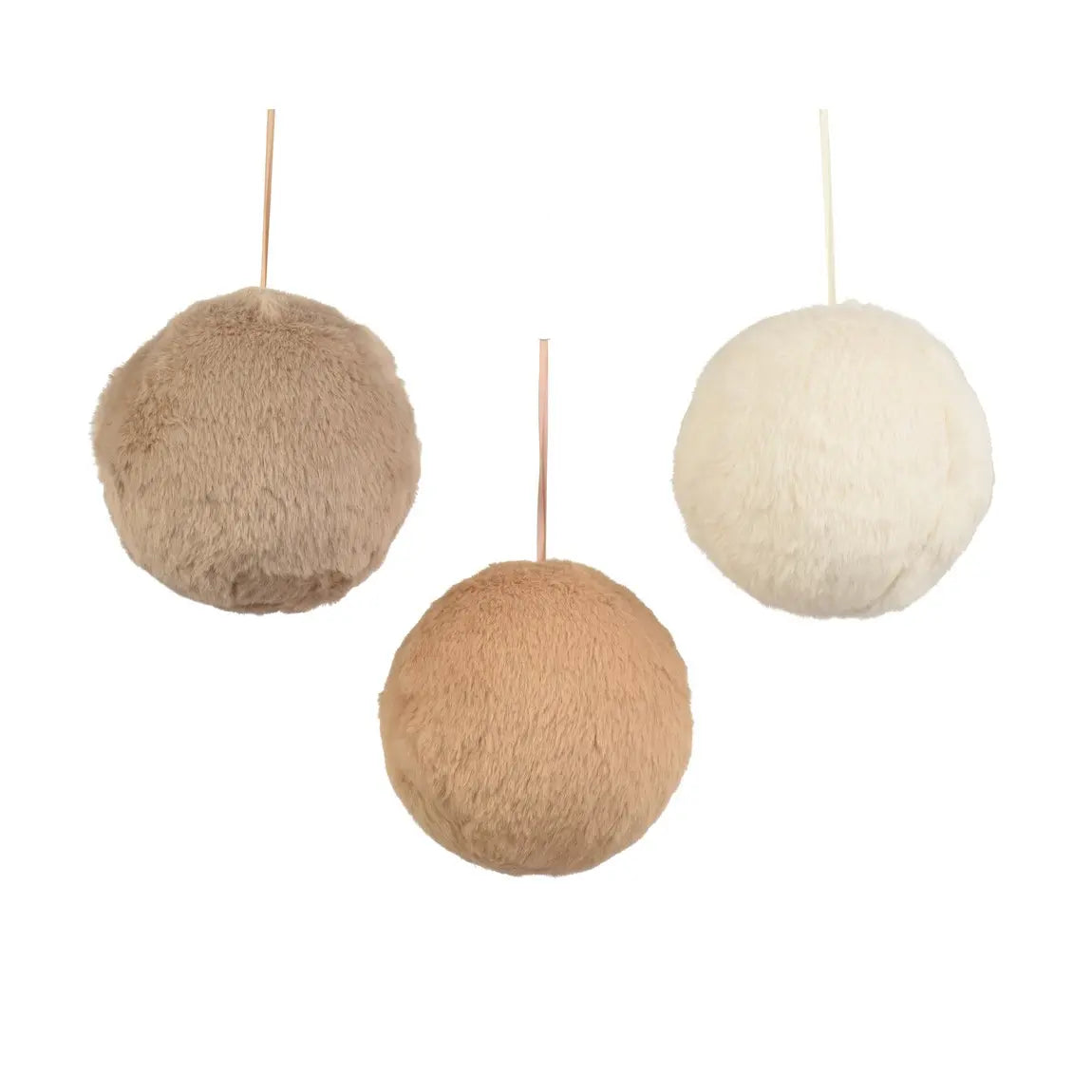 Sfera natalizia in pelliccia sintetica Ø20 cm – 1 pezzo assortito