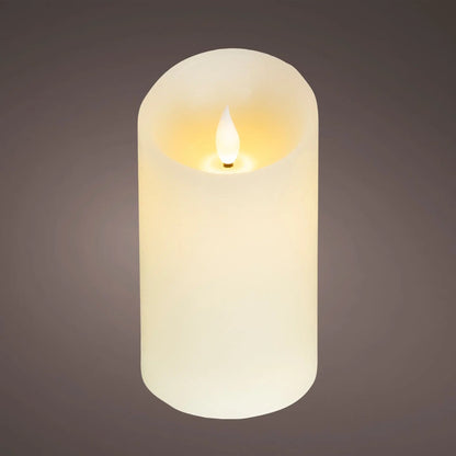 Candela in cera crema con LED Ø7,5 × H13,5 cm