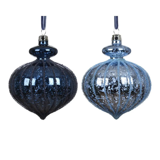 Sfera natalizia in polistirolo con perline effetto mercurio blu Ø8 cm – 1 pezzo assortito