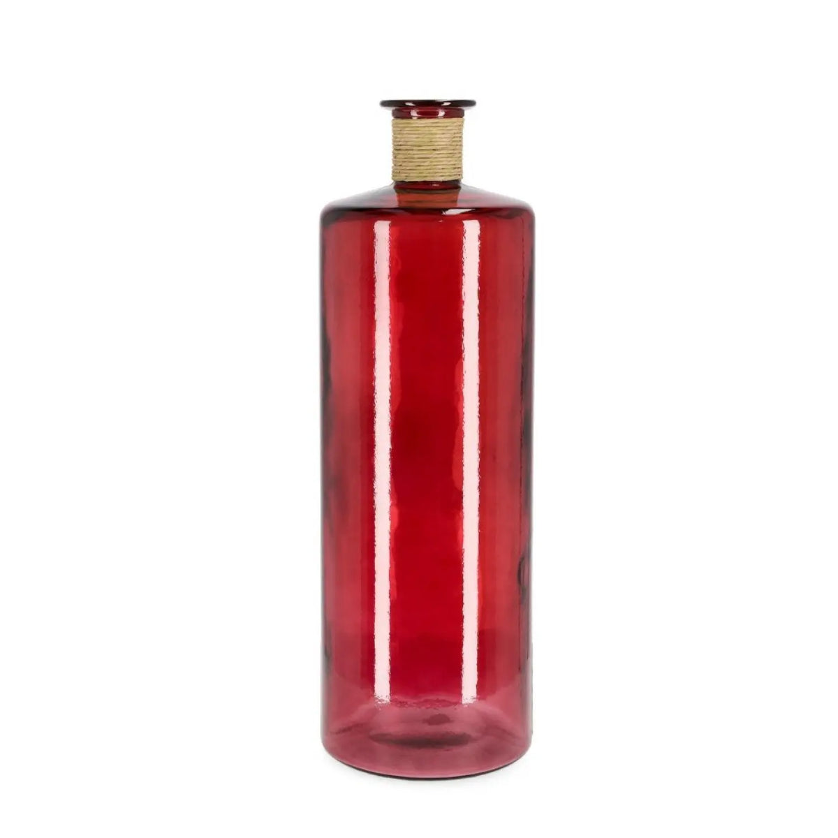 Bottiglia decorativa Rotang in vetro rosso H75 cm
