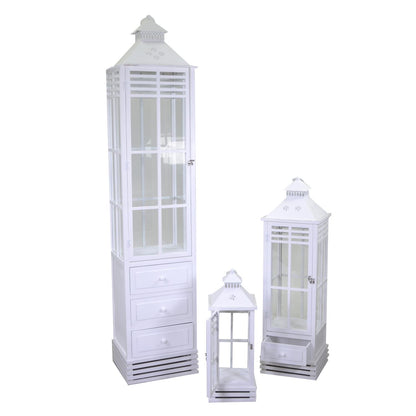 Rectangular white wooden lantern 1-3 cm36,5x36,5h175