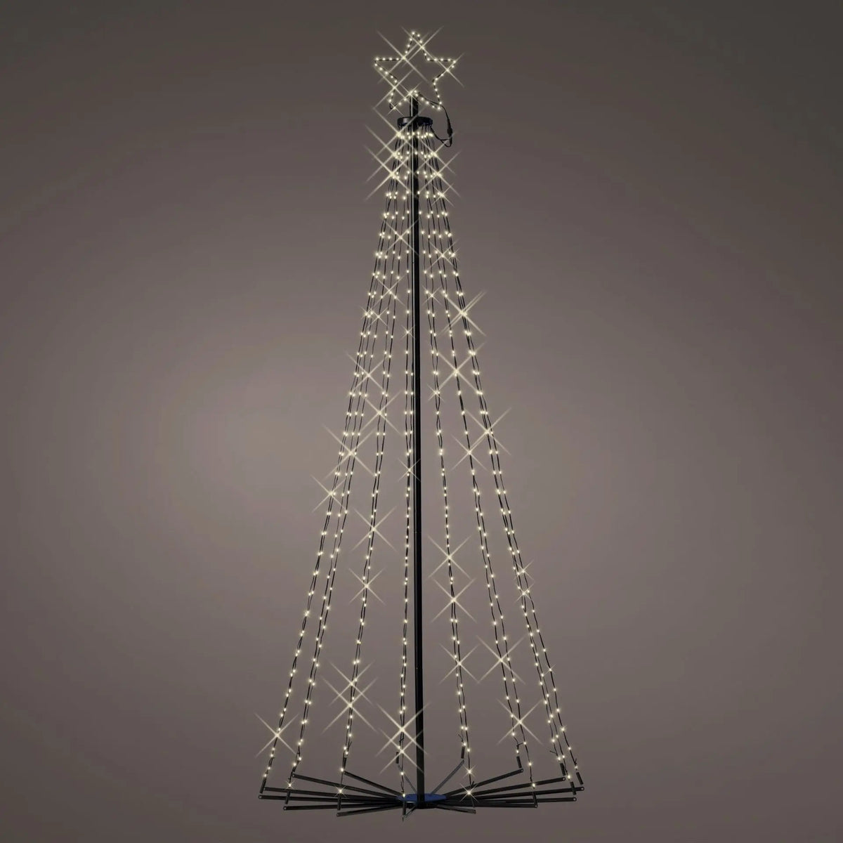 Albero di Natale LED a cono da esterno Ø80 × H180 cm bianco caldo con 8 funzioni