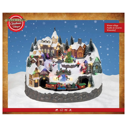 Villaggio di Natale in poliresina con LED 42,5 × 41 × H34,5 cm