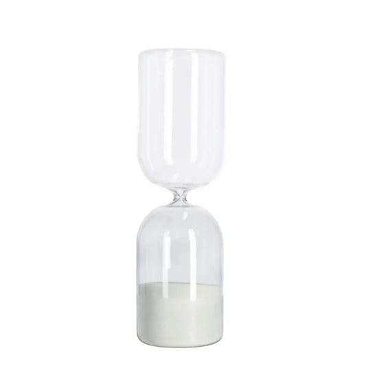 Sablier décoratif Kronos fumé, transparent et blanc Ø9 × H29,6 cm