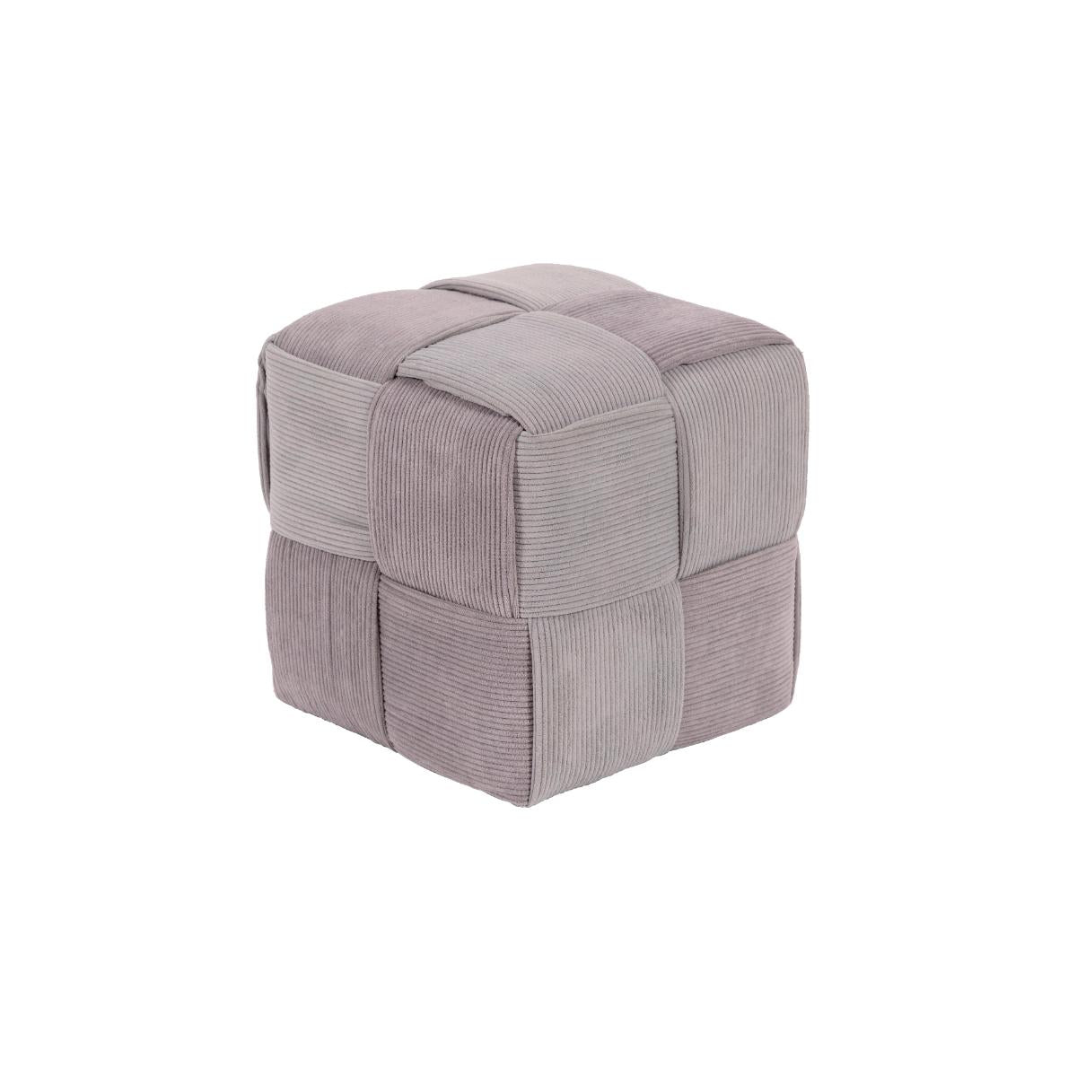 Pouf Brady Vell tressé gris clair 38x38x38 cm