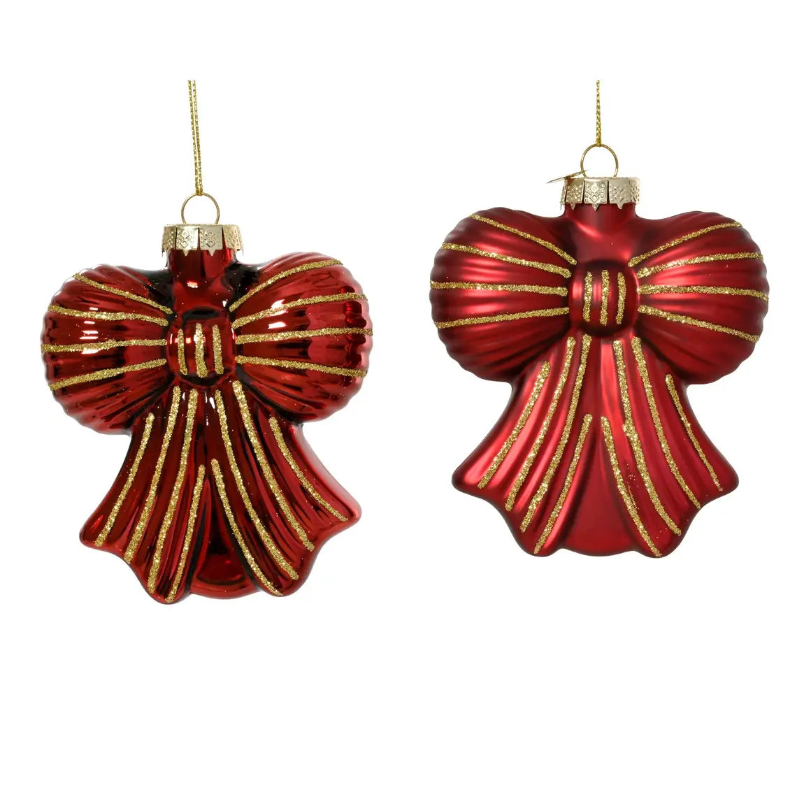 Decorazione natalizia fiocco rosso scuro in vetro 9 × H10 cm – 1 pezzo assortito