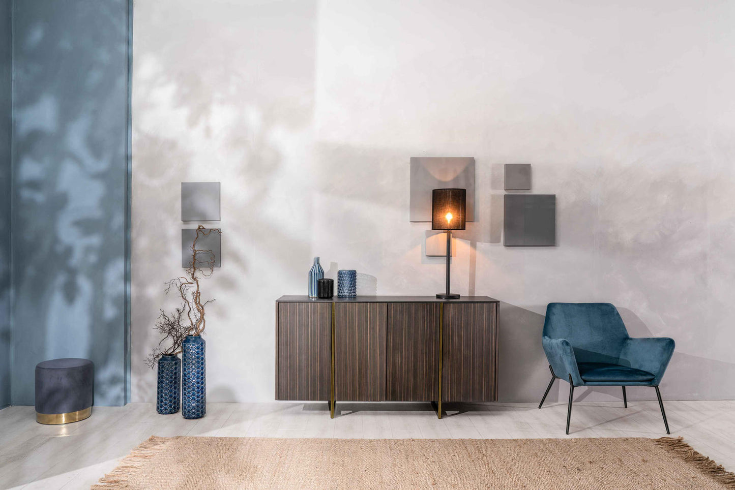 Madia 4 Ante Top Ceramica Marmo Nero Portoro 160x40xH85 cm