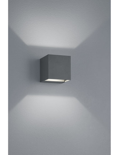 Applique Cubo Antracite Doppia Luce Led Adaja IP54 Trio Lighting