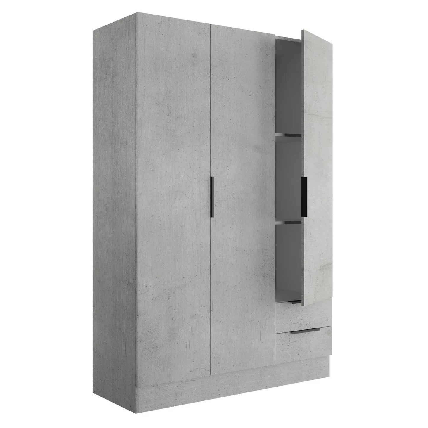 Armoire 3 portes + 2 tiroirs 120x50 cm béton
