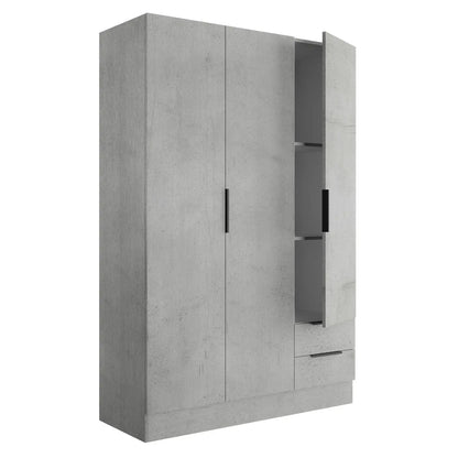 Armoire 3 portes + 2 tiroirs 120x50 cm béton