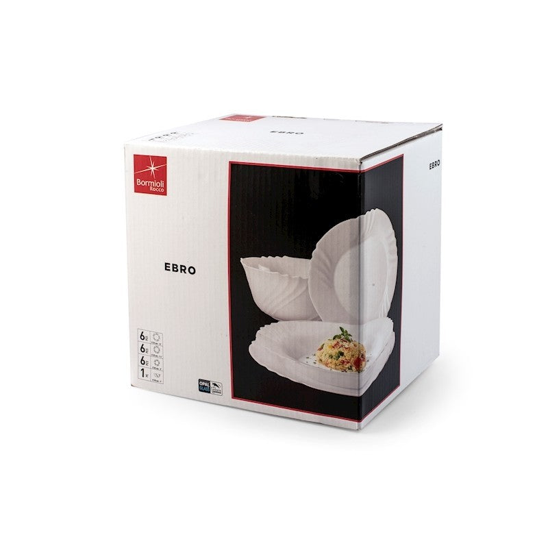 Service de table Ebro 19 pièces en verre opale blanc
