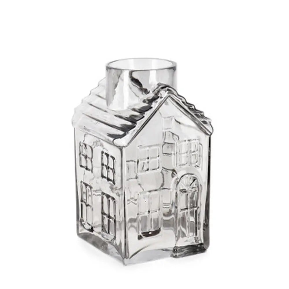 Vaso Bellwyn in vetro grigio a forma di casa 13 × H21,5 cm
