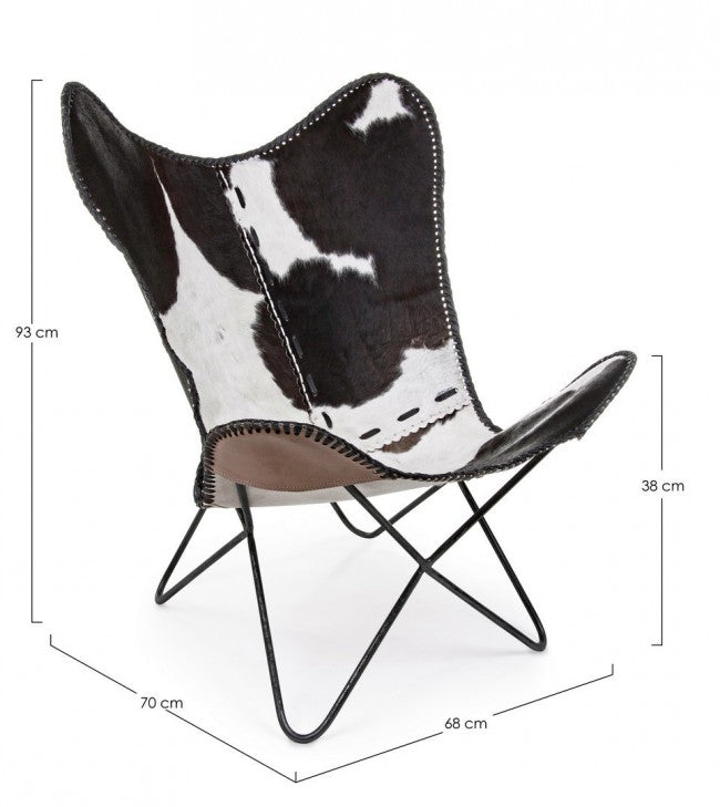 2x Poltrona Buffalo nera in pelle 68x70x93h cm