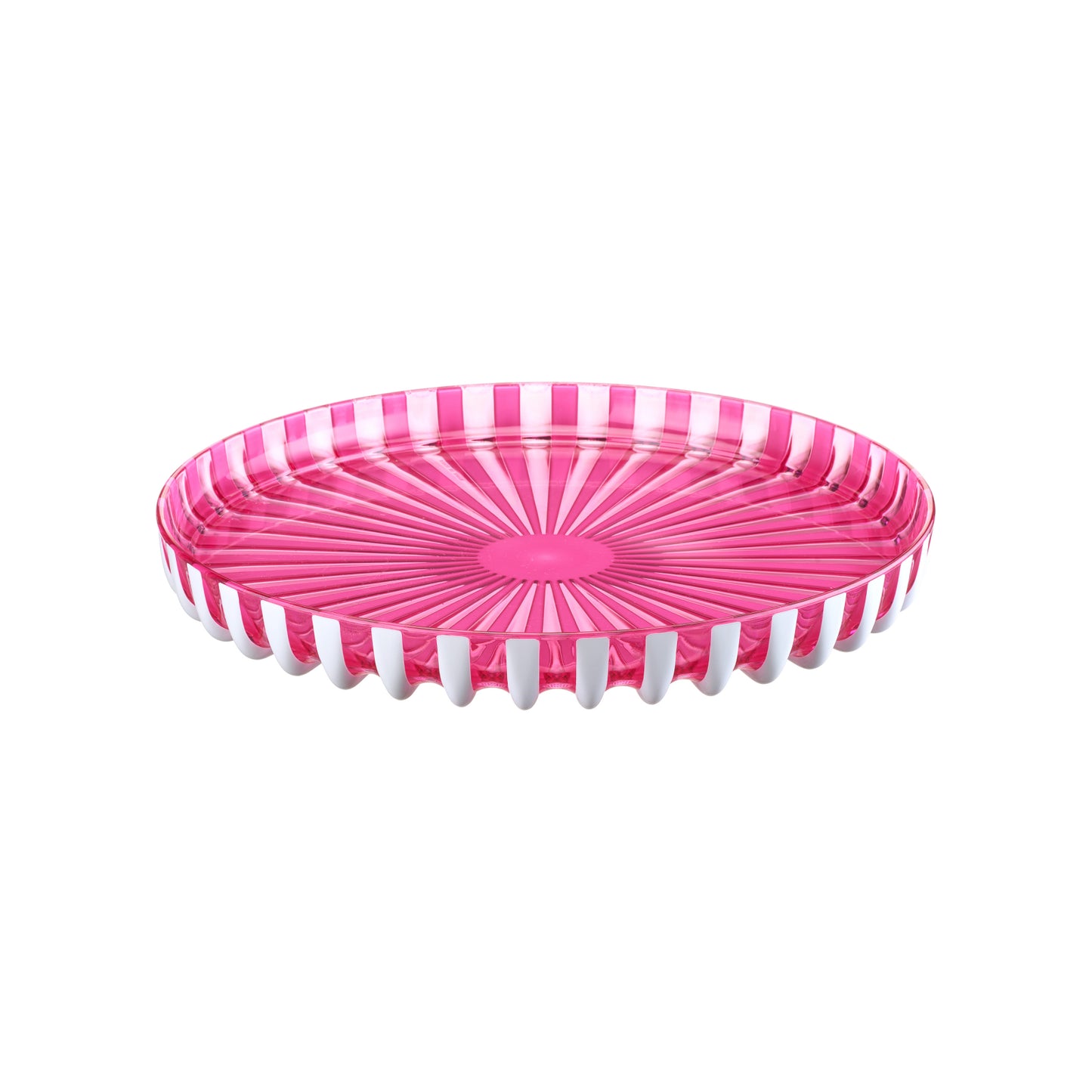 Plateau rond Pin Up Ø31 cm rose/blanc