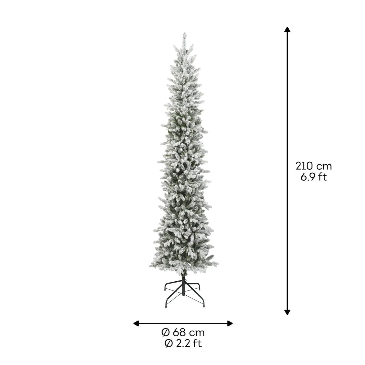 Albero di Natale Slim Fir verde innevato Ø68 × H210 cm