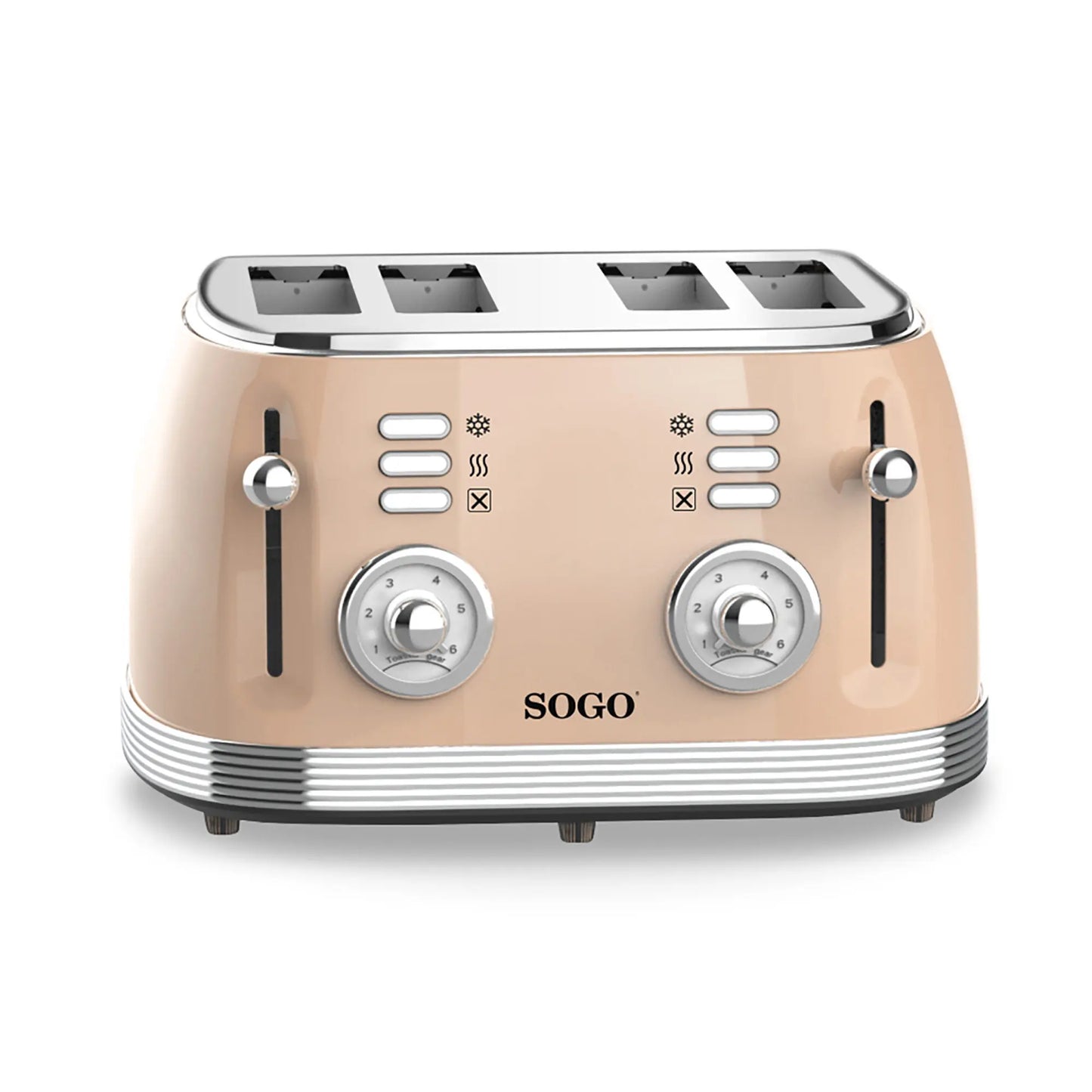 Grille-pain rétro beige 1500W 4 emplacements
