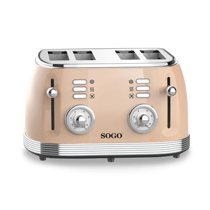 Grille-pain rétro beige 1500W 4 emplacements