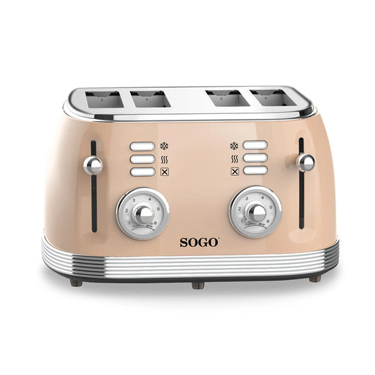 Grille-pain rétro beige 1500W 4 emplacements